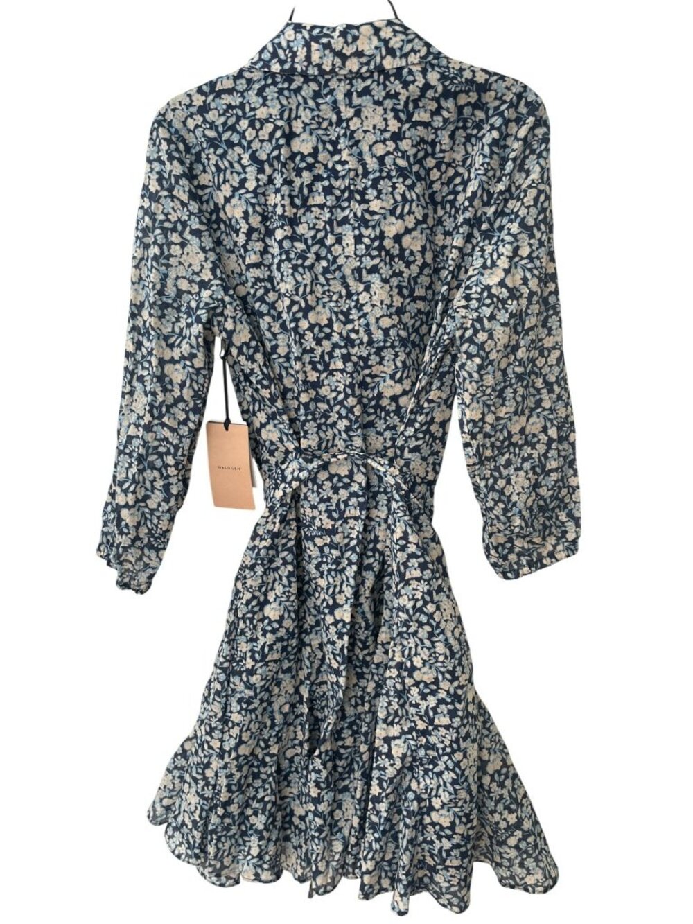 Halogen Ditsy Floral Button-Up Shirtdress Size XS Blue Long-Sleeve MSRP$89 NWT - Picture 2 of 8